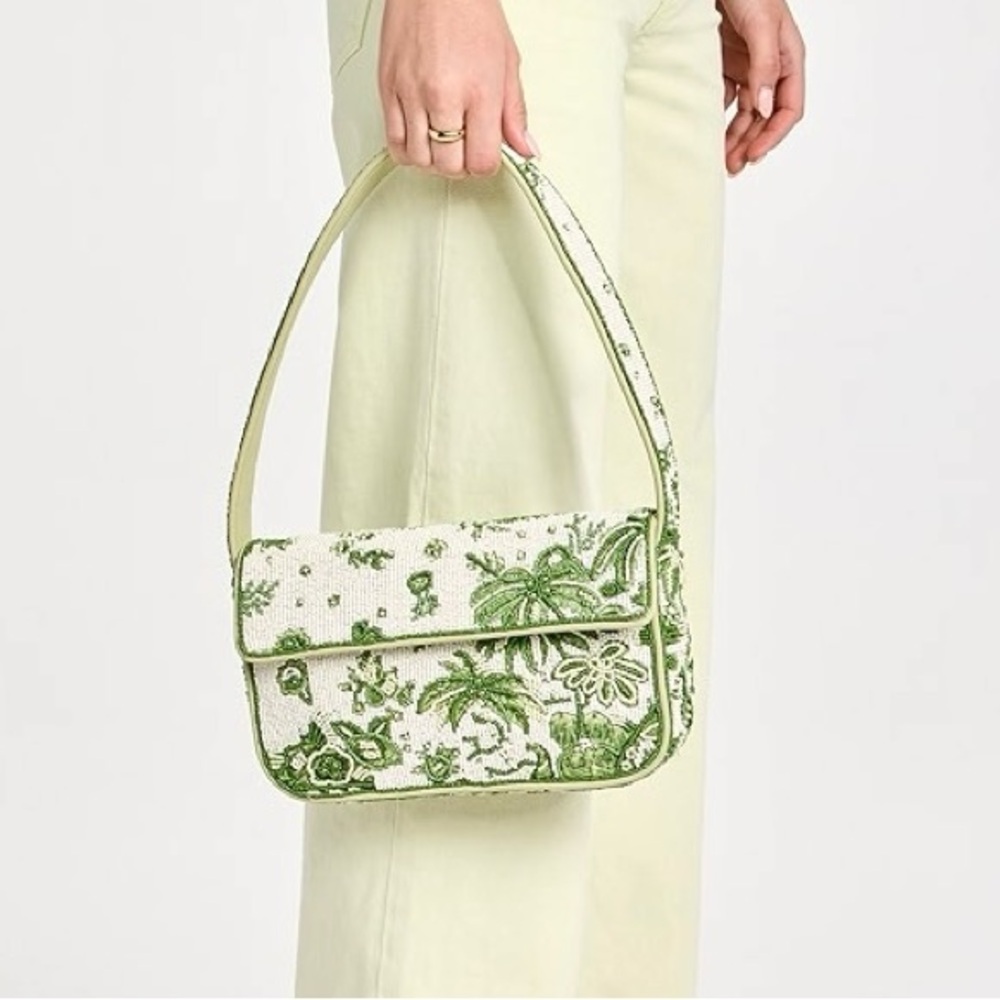 NWT Staud Beaded Tommy Shoulder Bag Clover Toile π Rare Find π - Picture 11 of 16